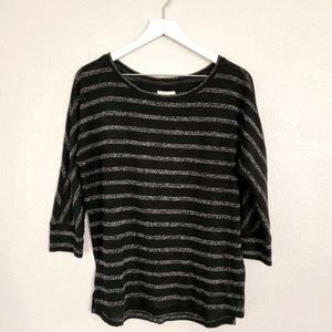 Lou & Grey | Marled Black Stripe Knit Pullover M
